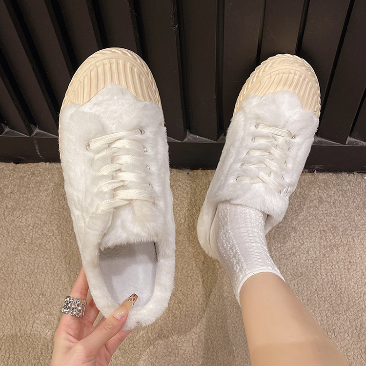 冬季新款休閒加絨包頭半拖鞋