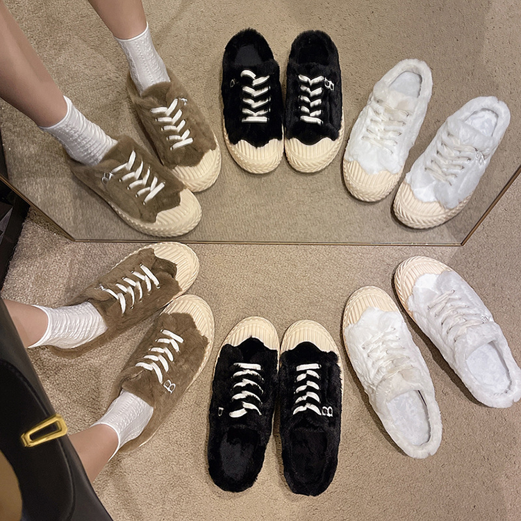 冬季新款休閒加絨包頭半拖鞋