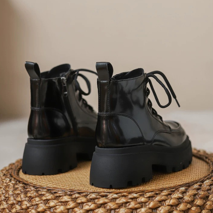 秋冬新款英倫風厚底增高軟皮馬丁靴