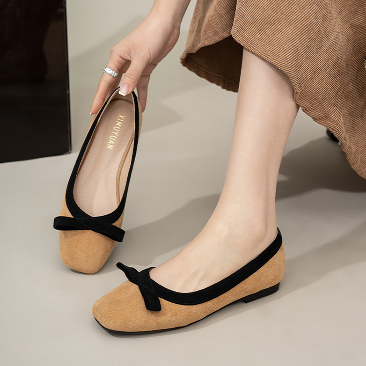 春季新款方頭淺口軟底平底鞋