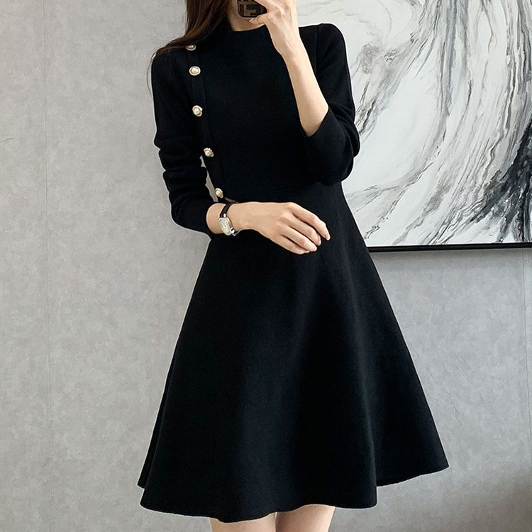 秋冬百搭簡約黑色裙