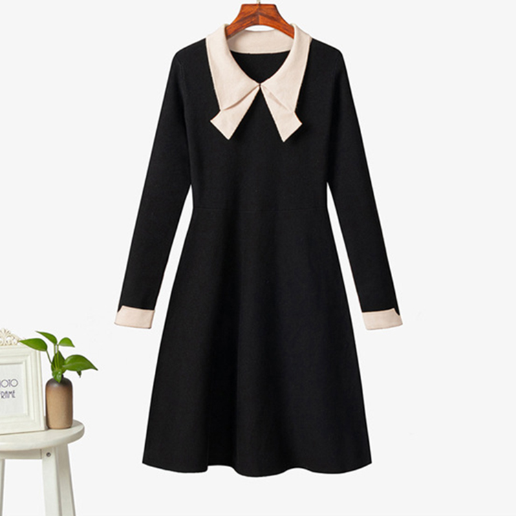 秋冬季新款長袖高腰小香風小黑裙