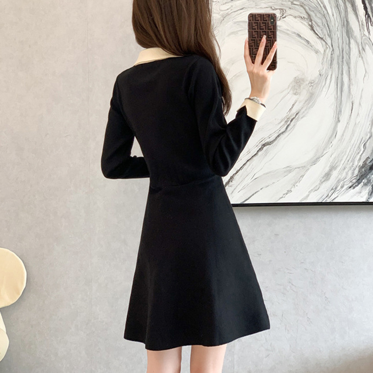 秋冬季新款長袖高腰小香風小黑裙