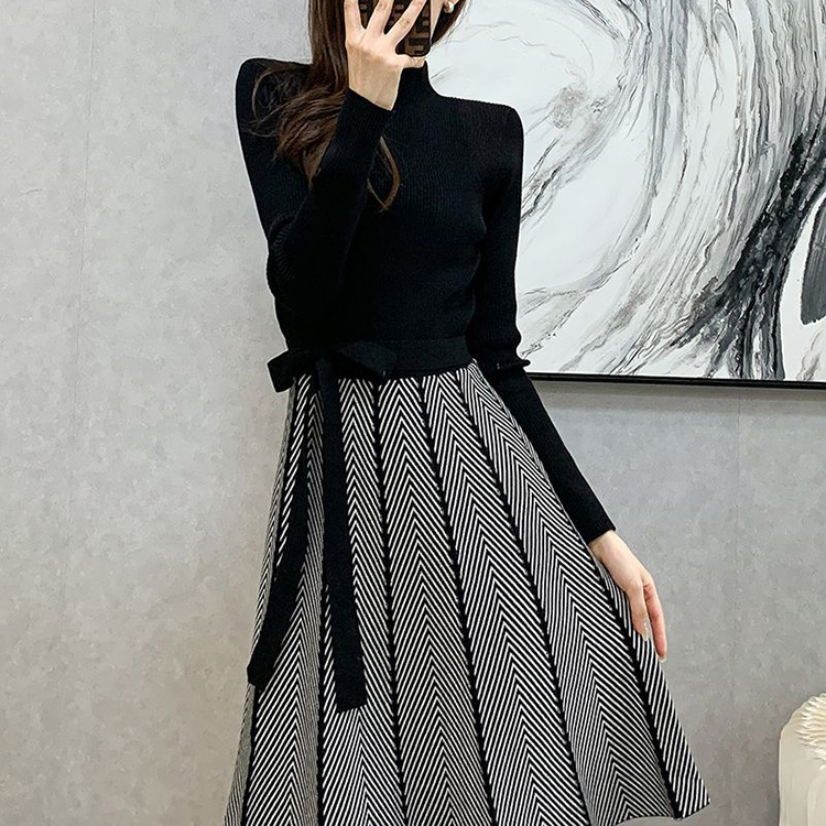 秋冬韓版百搭簡約中長款高腰小黑裙