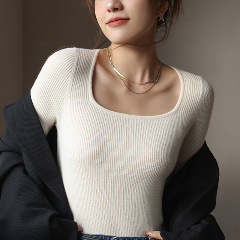 秋冬時尚洋氣針織内搭修身長t