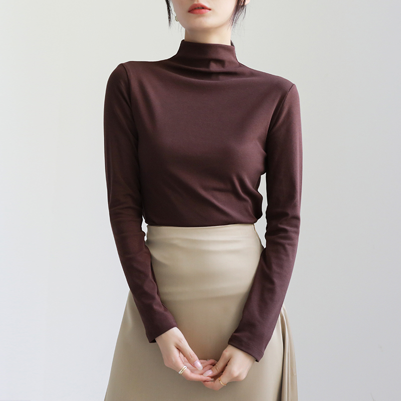 秋冬氣質加絨半高領修身打底衫