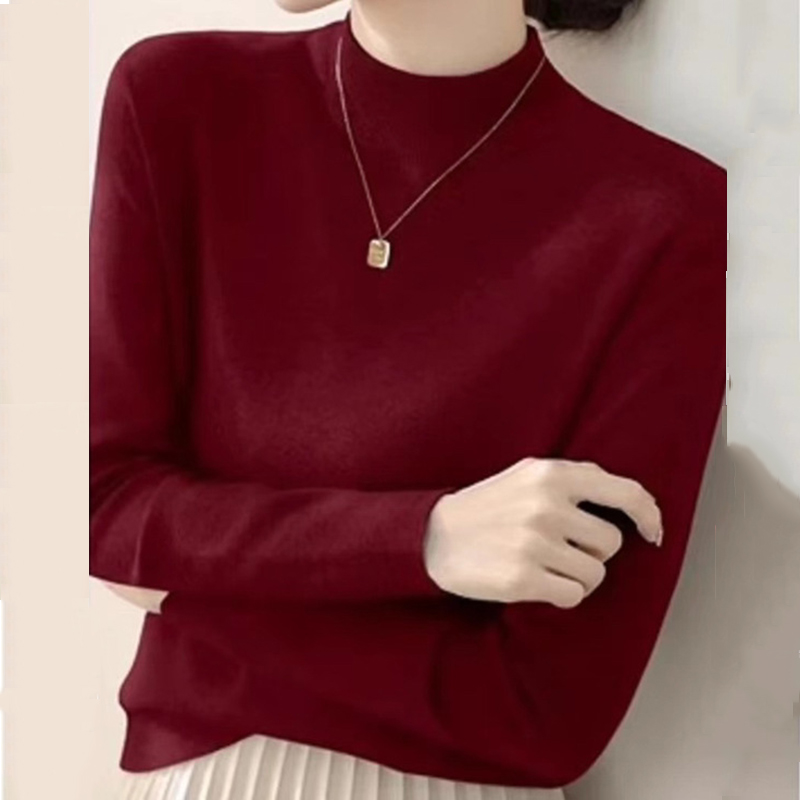 高品質莫代爾半高領純色打底衫