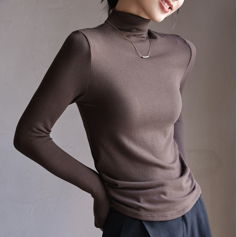 高品質莫代爾半高領純色打底衫