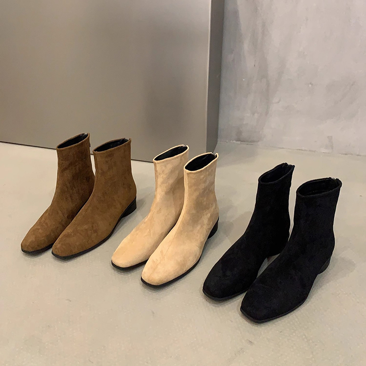 秋冬絨面法式百搭短靴