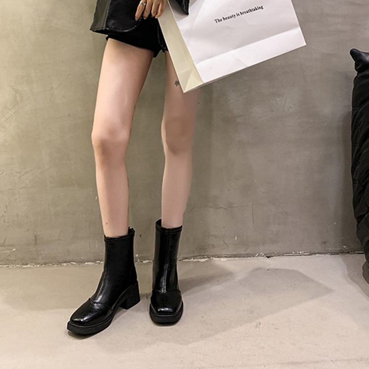 秋季新款粗跟英倫風短靴