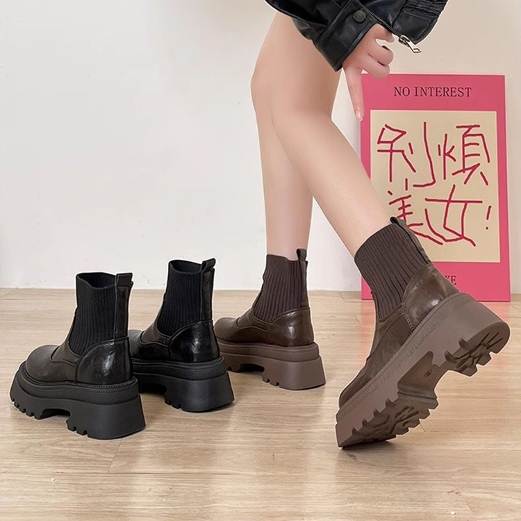 秋冬新款厚底增高短筒潮流馬丁靴