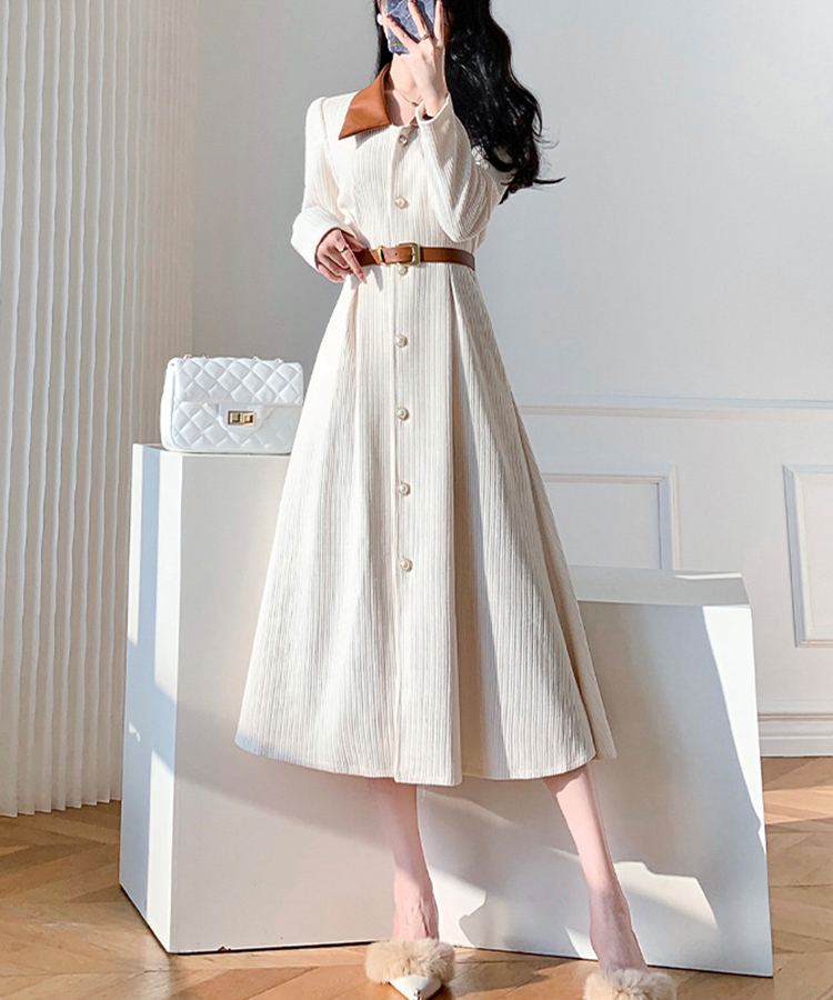 法式赫本風氣質顯瘦收腰打底連身裙