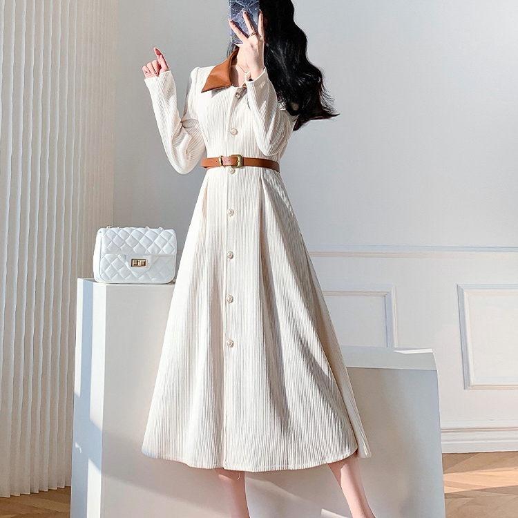 法式赫本風氣質顯瘦收腰打底連身裙