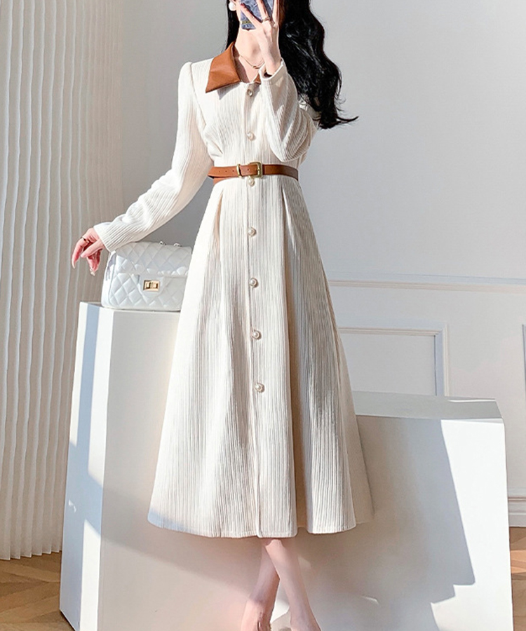 法式赫本風氣質顯瘦收腰打底連身裙