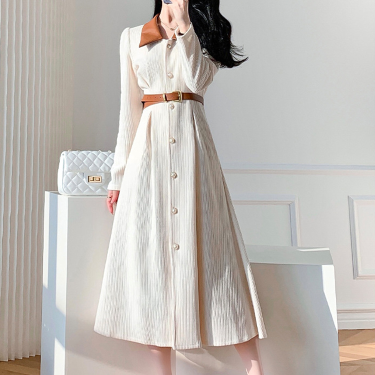 法式赫本風氣質顯瘦收腰打底連身裙