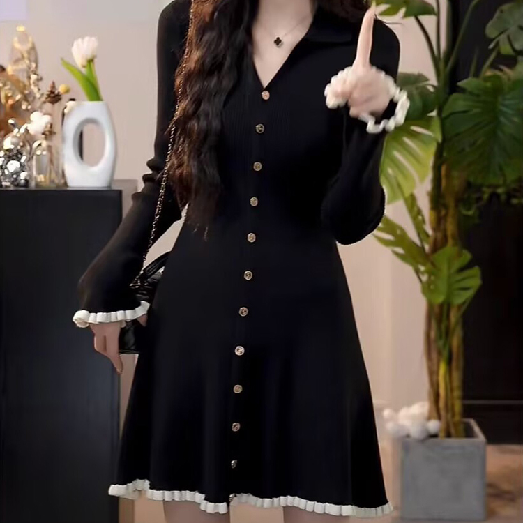 冬季法式小香風針織連衣裙