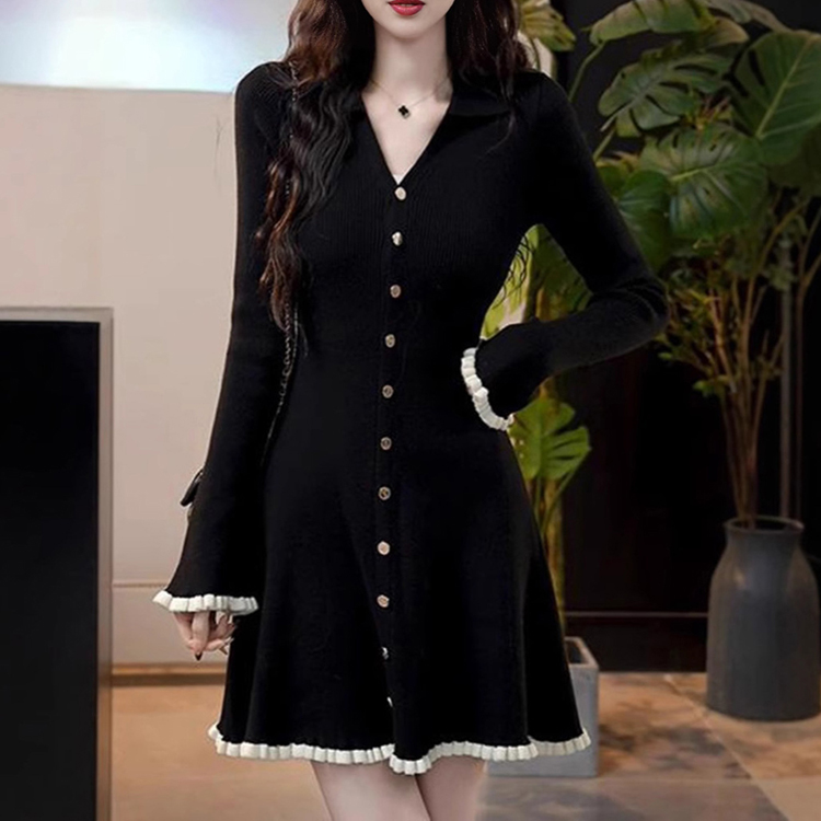 冬季法式小香風針織連衣裙