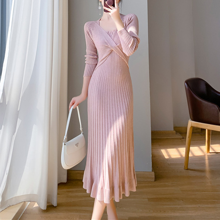 秋冬法式氣質打底長版魚尾裙