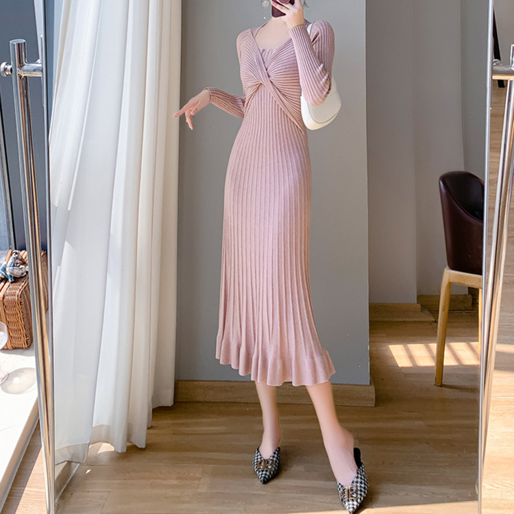 秋冬法式氣質打底長版魚尾裙