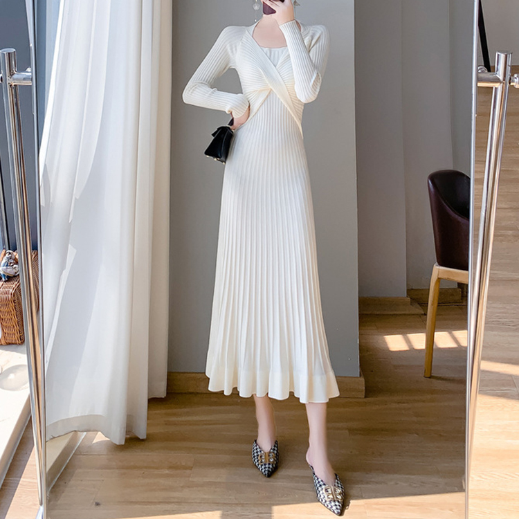 秋冬法式氣質打底長版魚尾裙