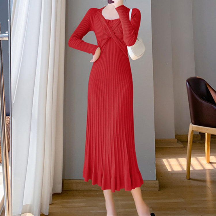 秋冬法式氣質打底長版魚尾裙