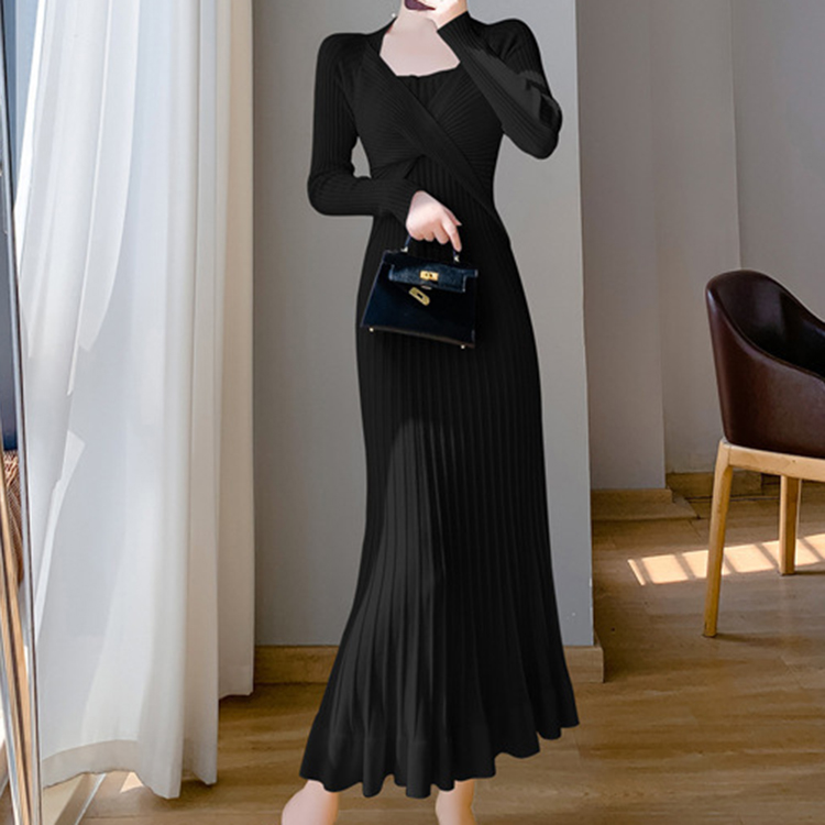 秋冬法式氣質打底長版魚尾裙