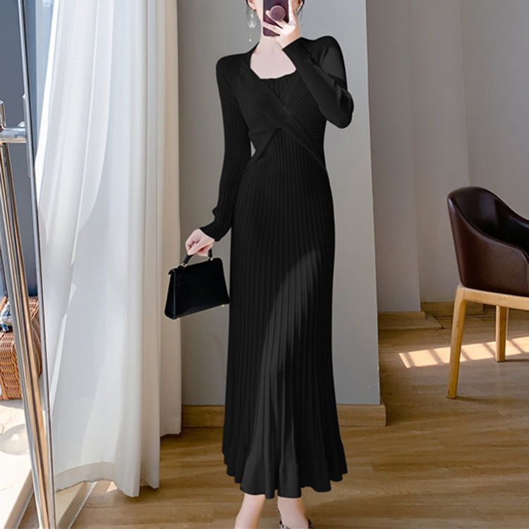 秋冬法式氣質打底長版魚尾裙