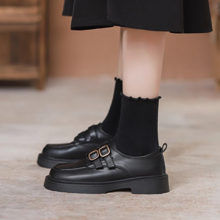 春秋新款厚底英倫風樂福鞋