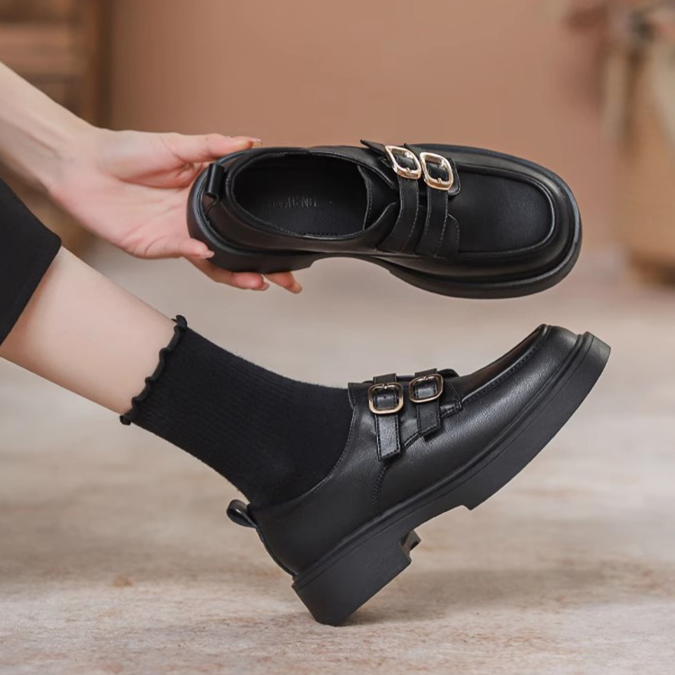 春秋新款厚底英倫風樂福鞋