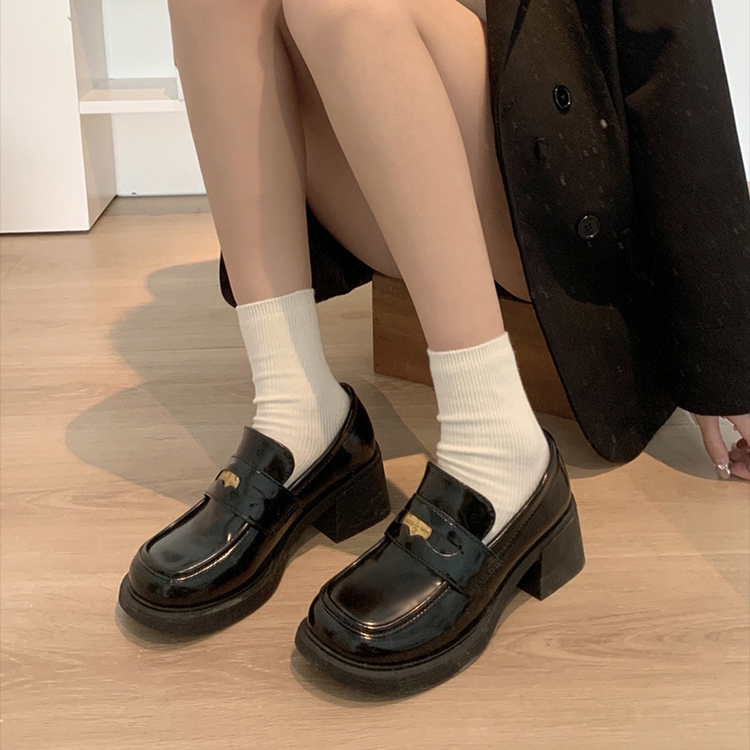 秋冬增高粗跟英倫小皮鞋