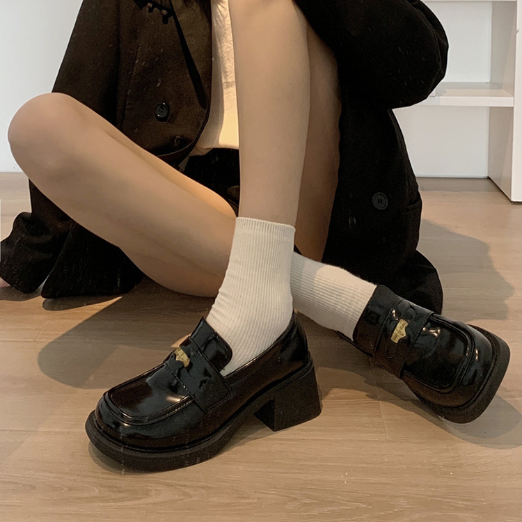 秋冬增高粗跟英倫小皮鞋