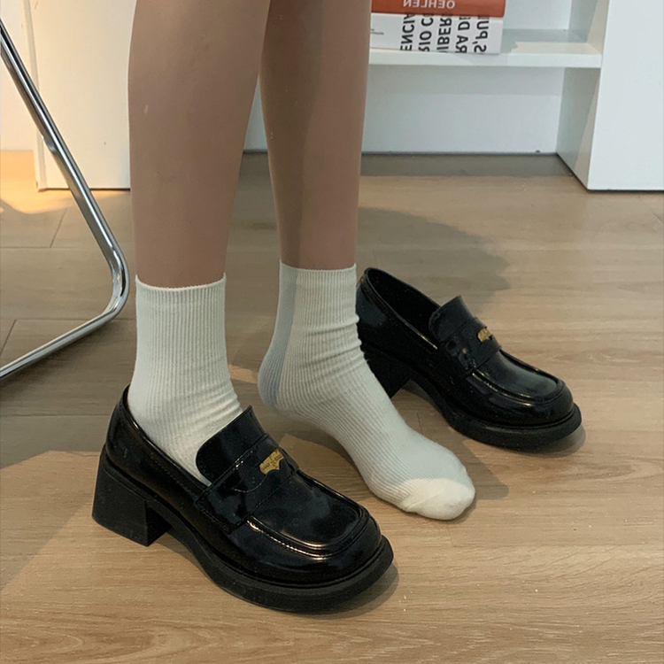 秋冬增高粗跟英倫小皮鞋
