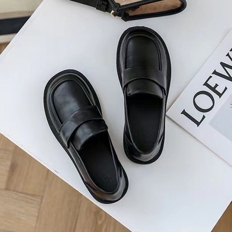 春秋新款韓版百搭厚底樂福鞋