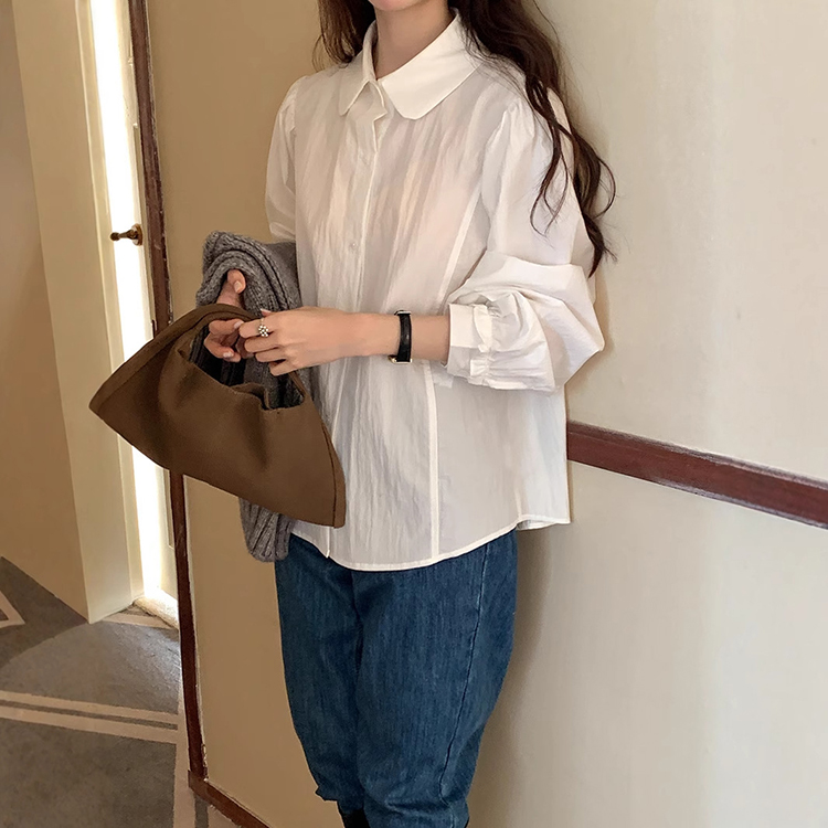 春季新款百搭娃娃領小眾襯衫