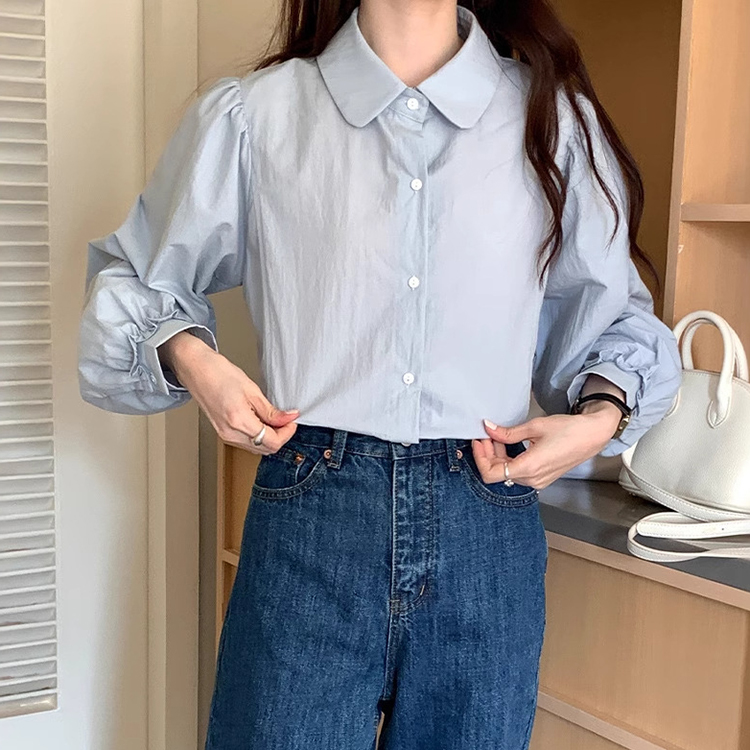 春季新款百搭娃娃領小眾襯衫