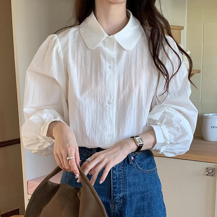 春季新款百搭娃娃領小眾襯衫