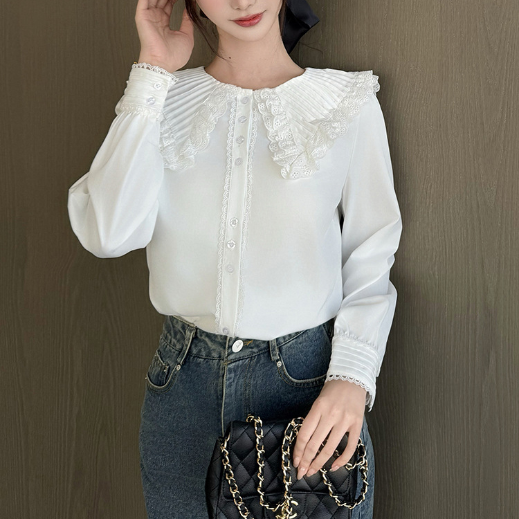 春季新設計感娃娃領襯衫