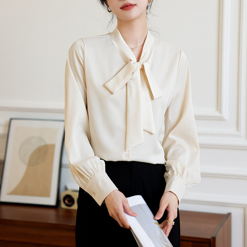 春季時尚繫帶蝴蝶結設計感襯衫