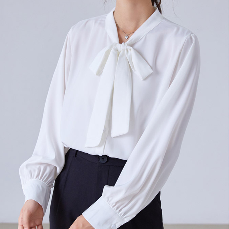 春季時尚繫帶蝴蝶結設計感襯衫