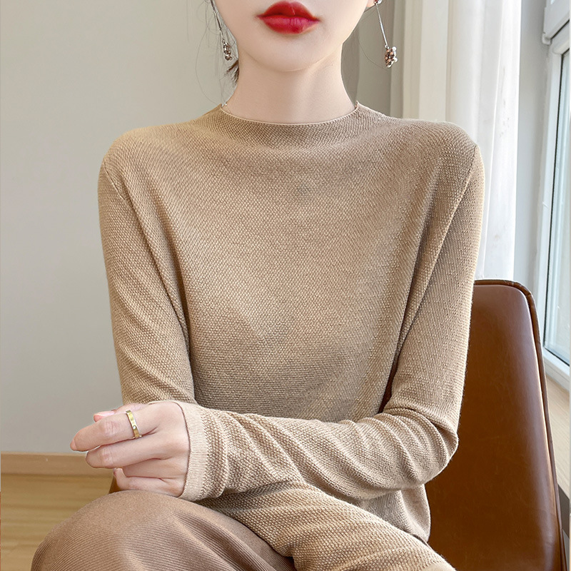 時尚精仿半高領薄款針織衫