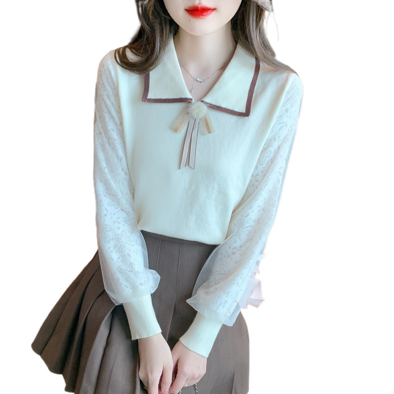 早春高級感娃娃領針織衫