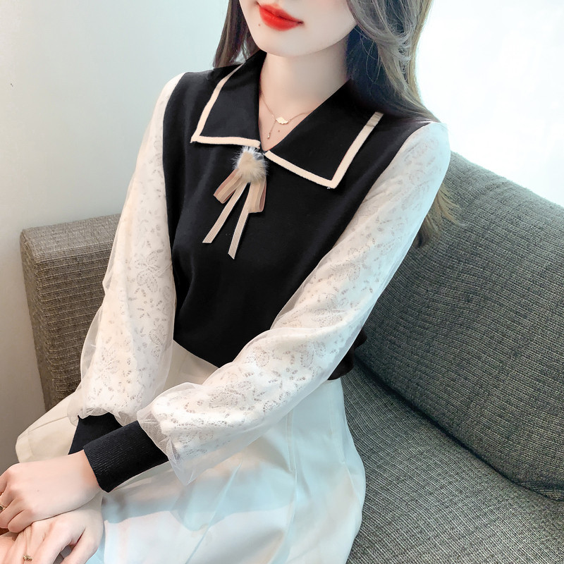 早春高級感娃娃領針織衫