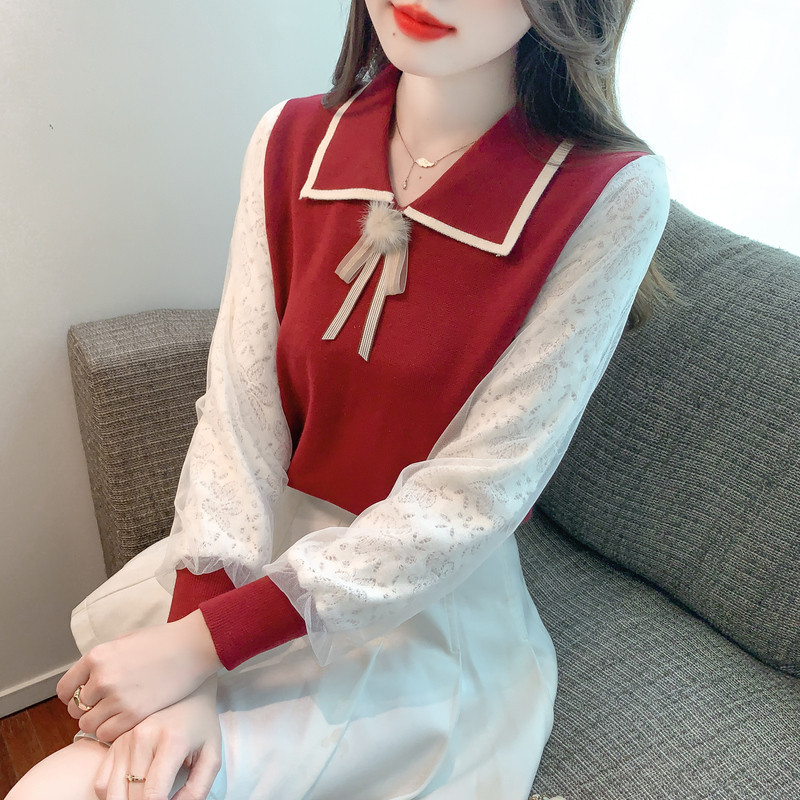 早春高級感娃娃領針織衫