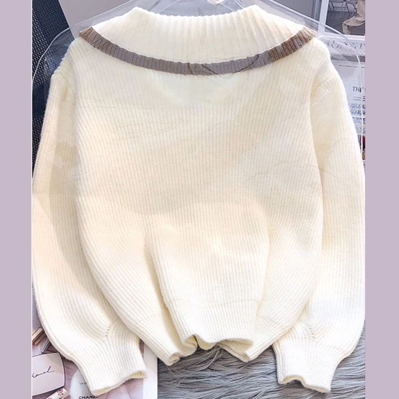 春秋季氣質高級感小香風娃娃領針織衫