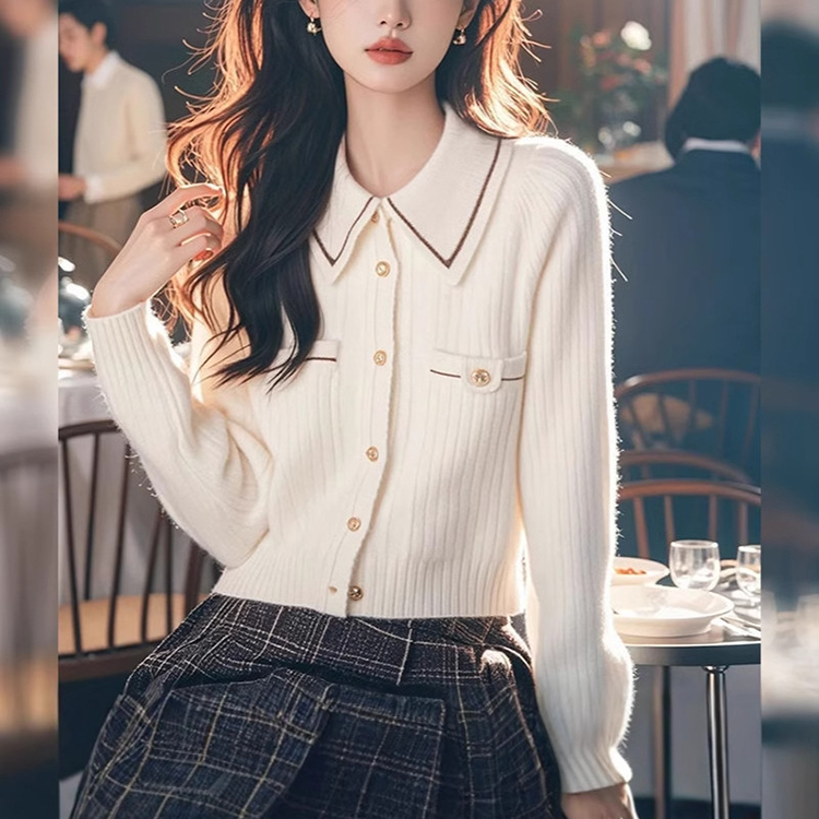 秋冬新款設計感氣質針織開衫上衣