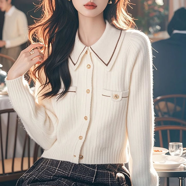 秋冬新款設計感氣質針織開衫上衣