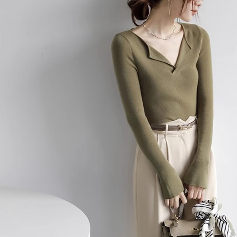 紅色V領純欲風新年聖誕針織打底（多色）