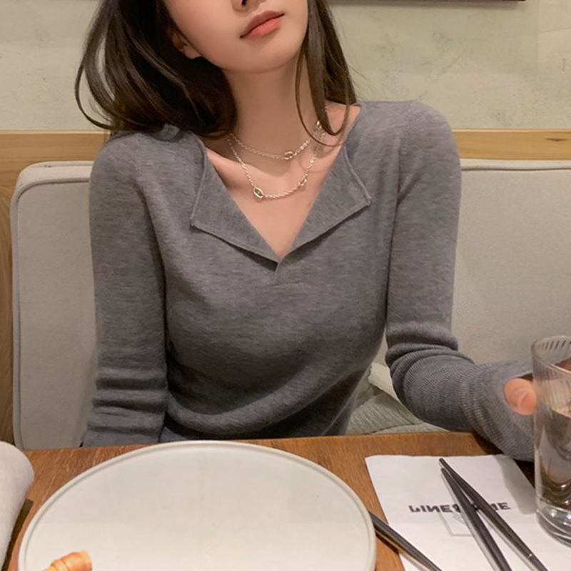 紅色V領純欲風新年聖誕針織打底（多色）