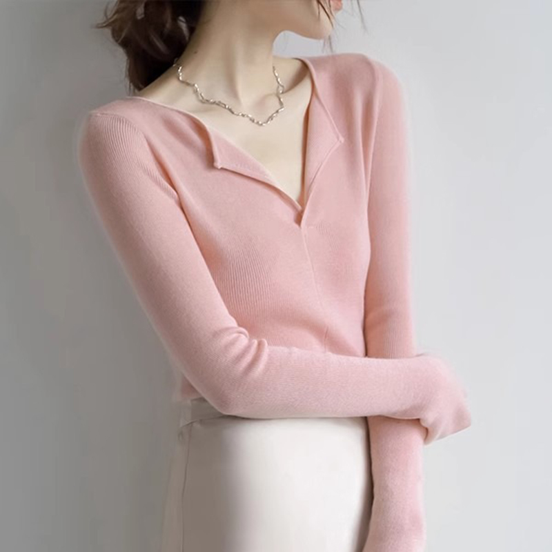 紅色V領純欲風新年聖誕針織打底（多色）