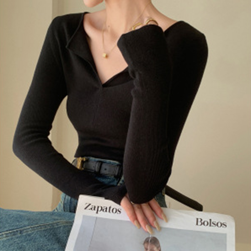 紅色V領純欲風新年聖誕針織打底（多色）